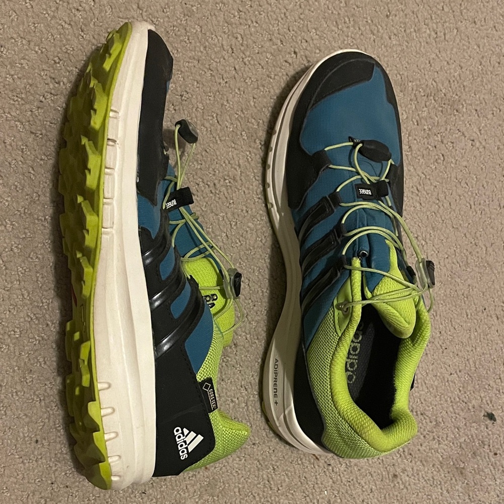 adidas Blue and Lime Green Gore-Tex Trail Sneakers - Picture 3 of 6